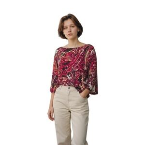 Jones Studio Magenta Paisley Boatneck Blouse